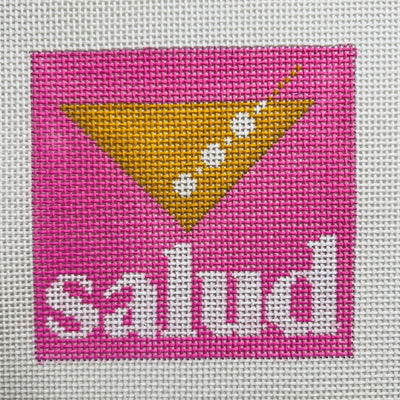 Salud Pink Gold Coaster Needlepoint Canvas