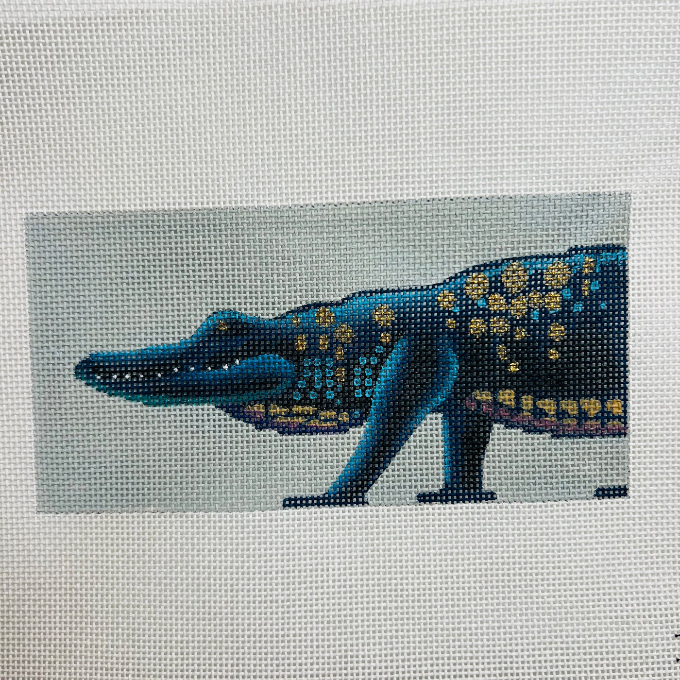 Blue Alligator Insert Needlepoint Canvas