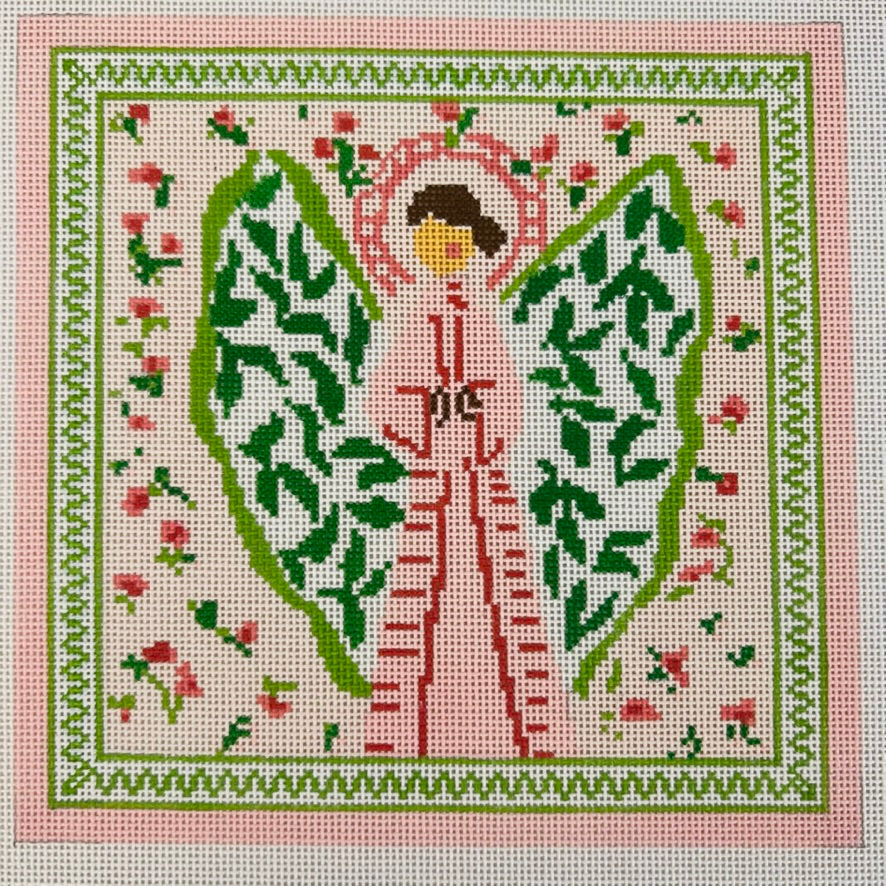 Joyful Angel, Pink Needlepoint Canvas