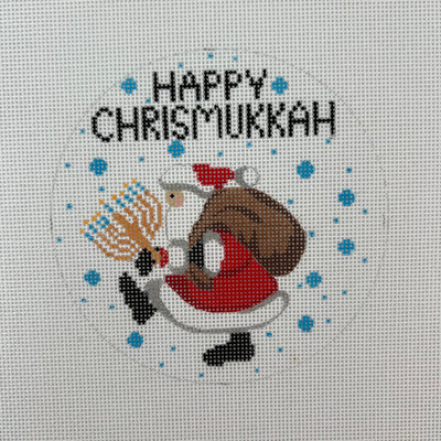 Happy Chrismukkah Santa & Menorah Needlepoint Canvas