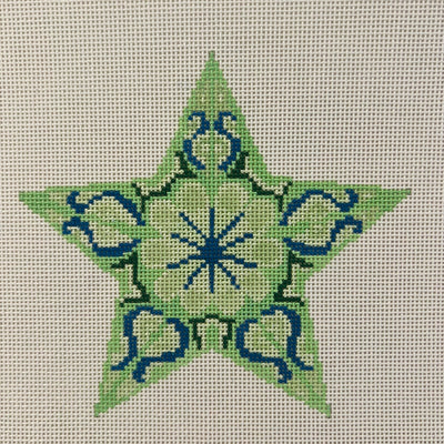Green Star Ornament Needlepoint Canvas