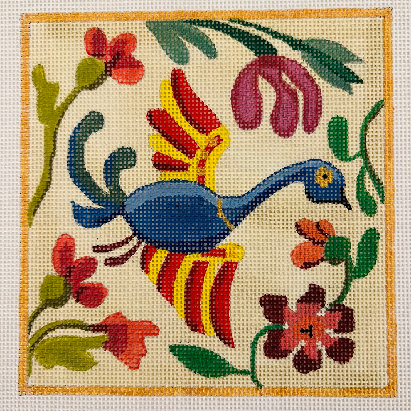 Phoenix with Flowers Needlepoint Canvas