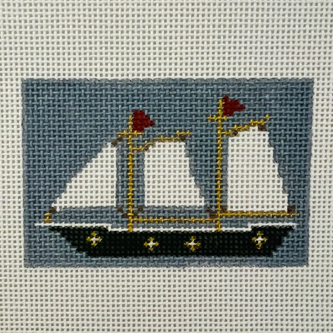 Three Mast Schooner Insert Needlepoint Canvas