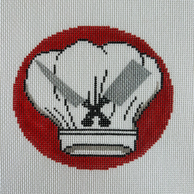 Chef's Hat Round Ornament Needlepoint Canvas