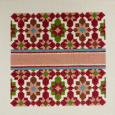 Portuguese Tiles 4" Square - Magenta Needlepoint Canvas