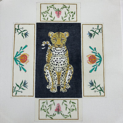 Leopard Floral Brick Cover Needlepoint Canvas
