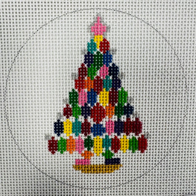 Tree in Bright Dots Ornament Needlepoint Canvas