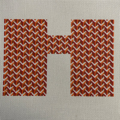 Y Pattern Clutch Front Orange Needlepoint Canvas
