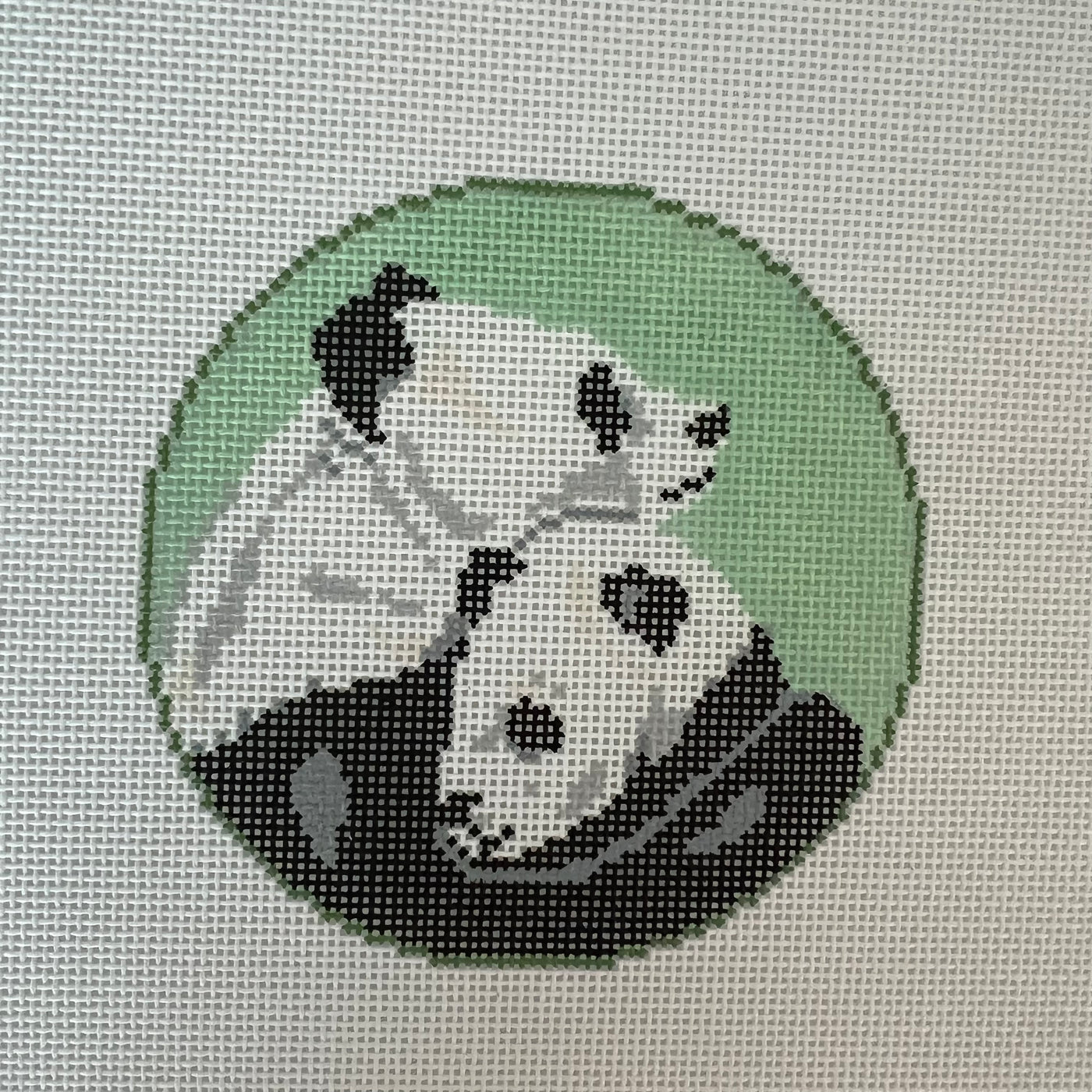 Mom and Baby Panda Round with Stitch Guide Needlepoint Canvas