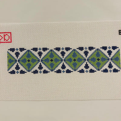 Green and Blue Geometric Bookmark/ Key Fob Needlepoint Canvas