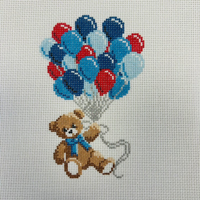 Blue Bear Balloons Needlepoint Canvas
