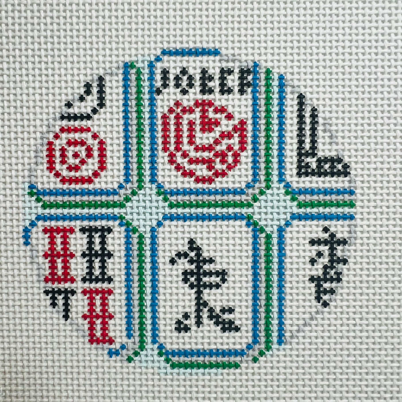 Mahjong Tiles - Jewel Color Needlepoint Canvas