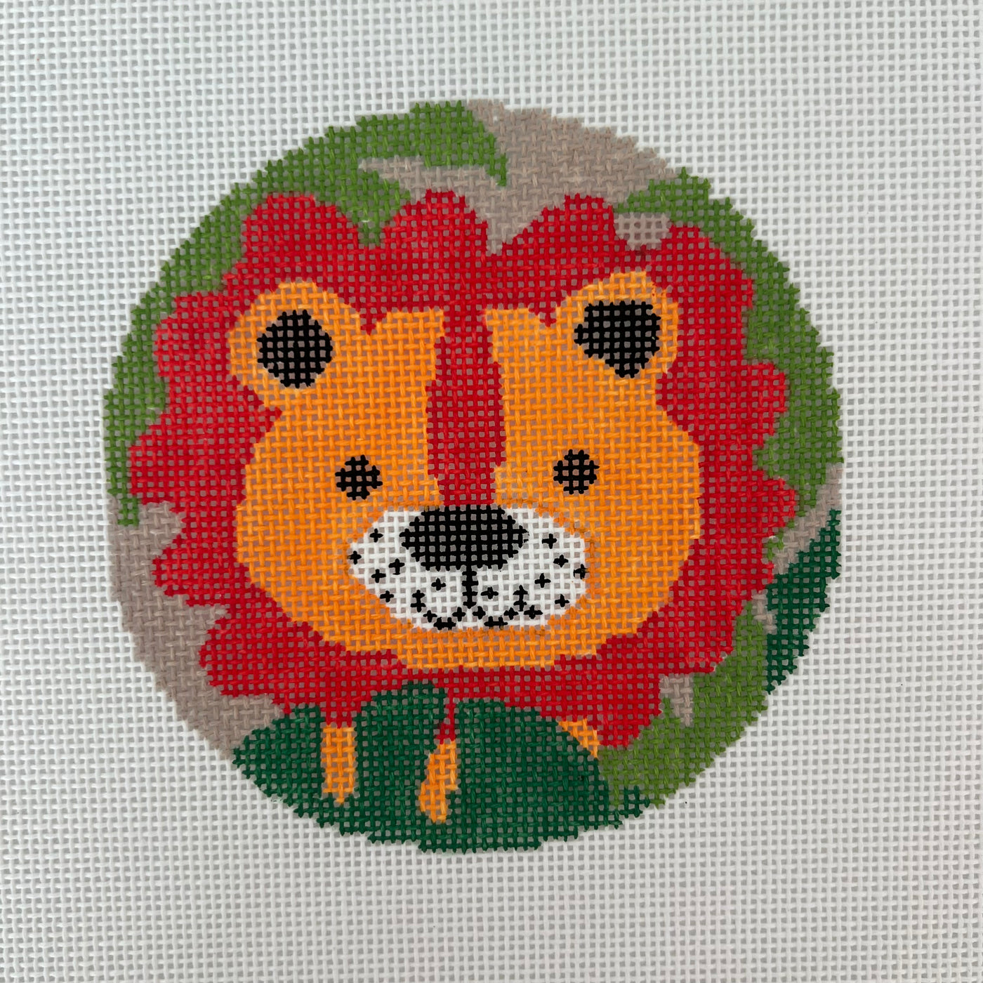 Children's Lion Round Insert Needlepoint Canvas