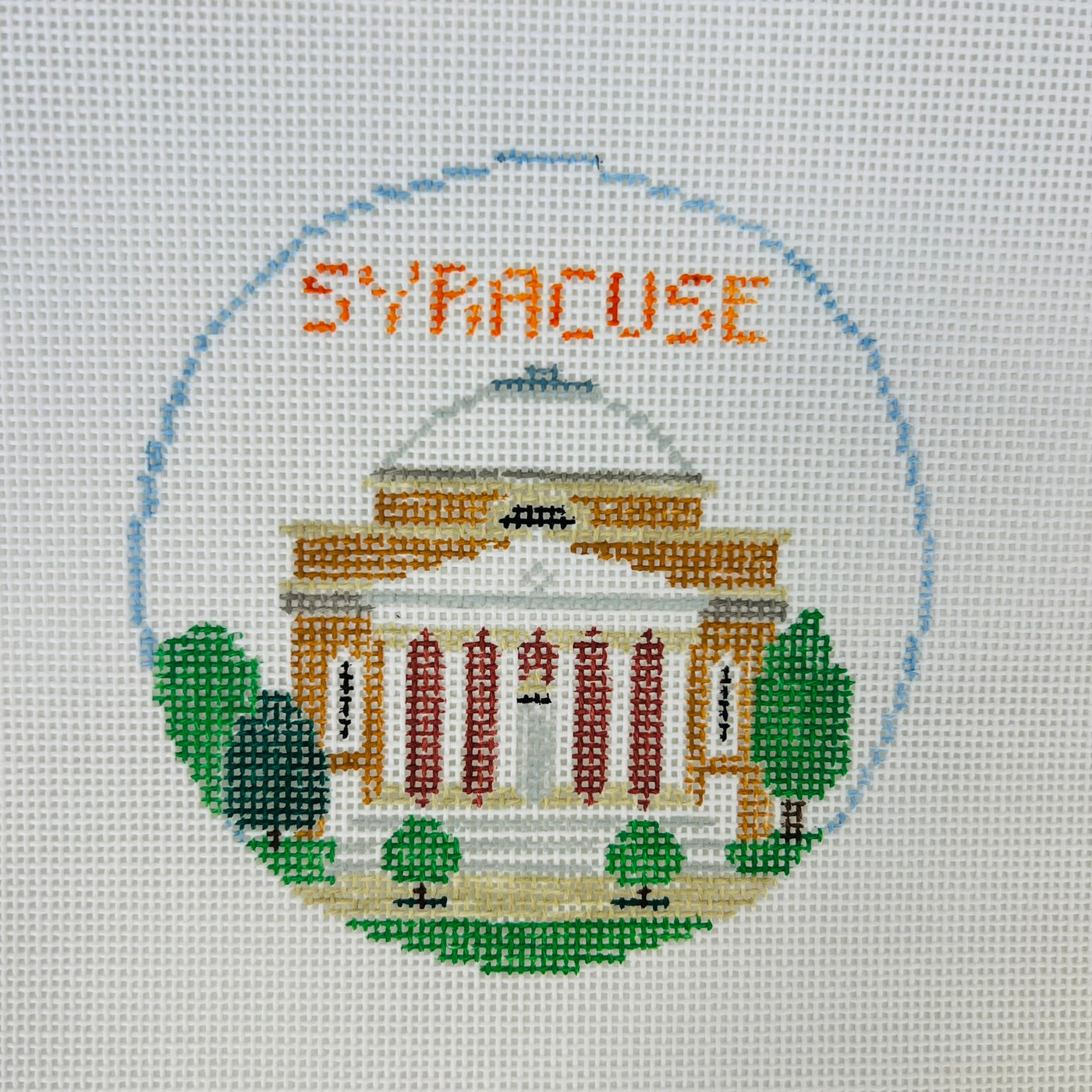 Syracuse University Round Ornament Needlepoint Canvas