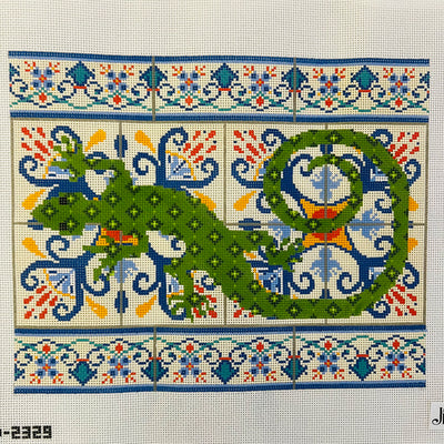 Lizard on Tile Needlepoint Canvas