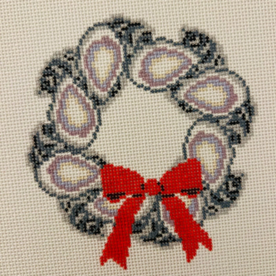 Oyster Wreath Ornament Needlepoint Canvas