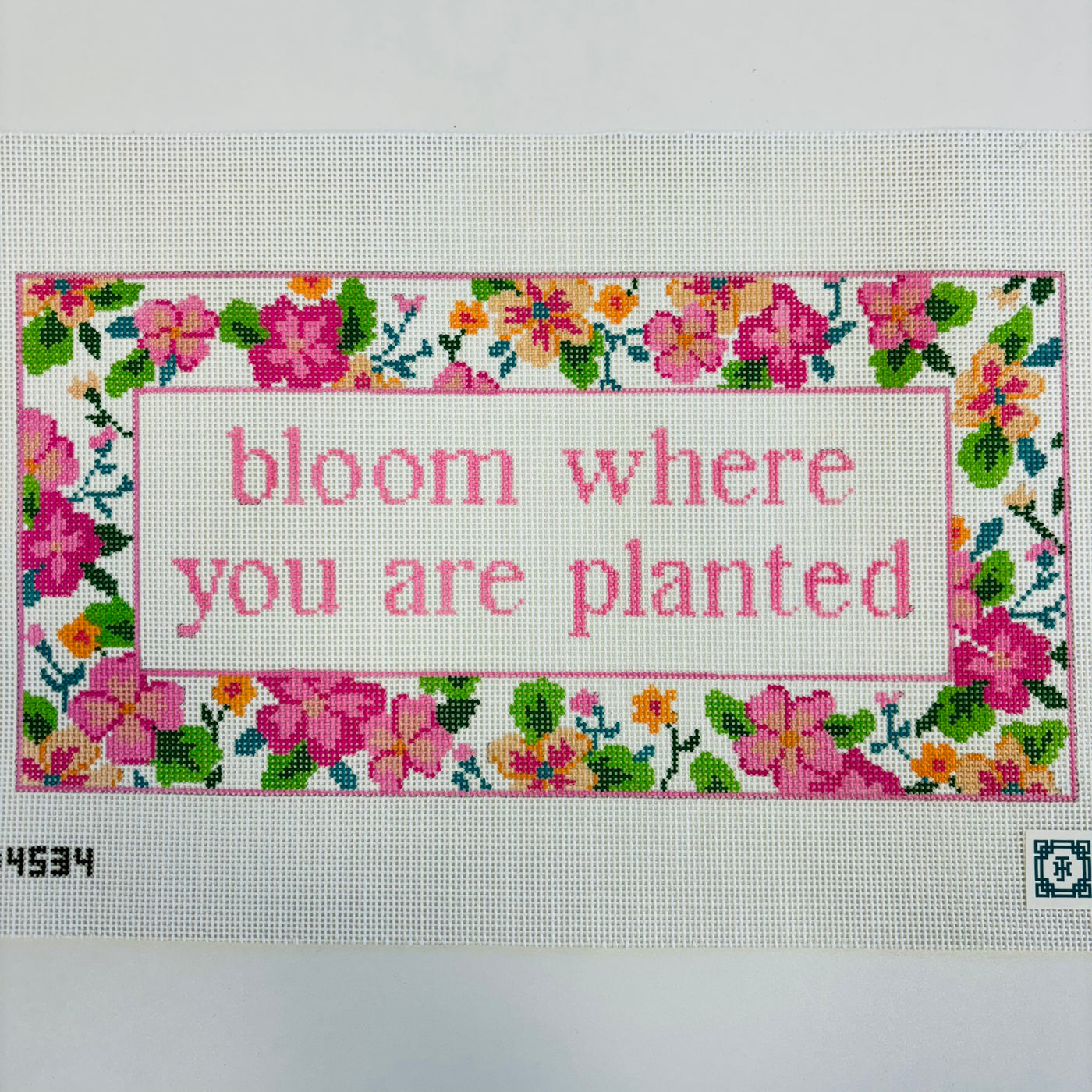 bloom where you are planted pink Needlepoint Canvas