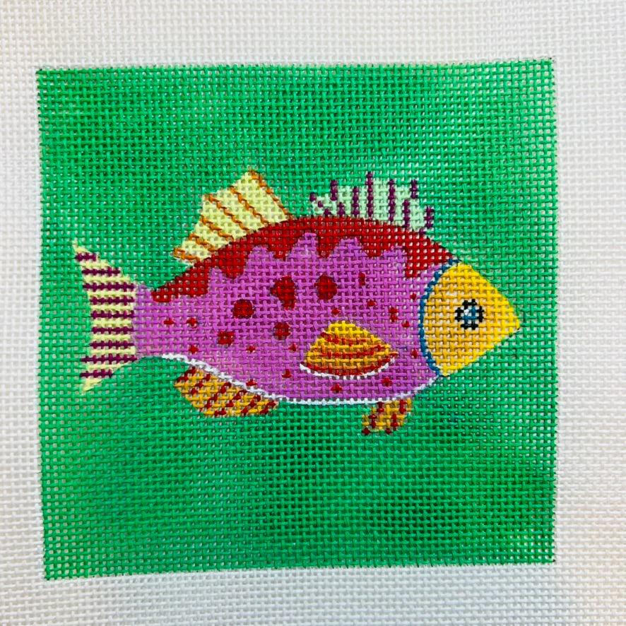 Pink Fish on Green Coaster