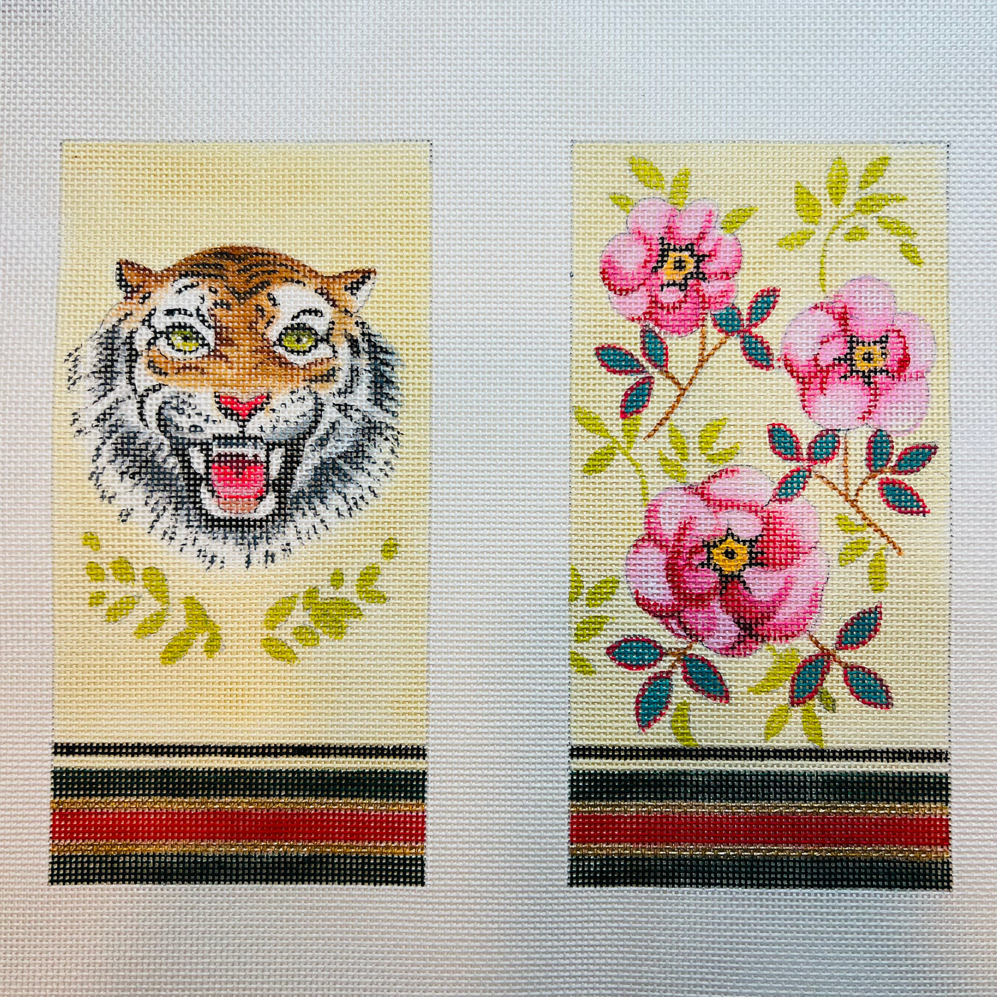 Designer Tiger & Floral Double Eyeglass Case