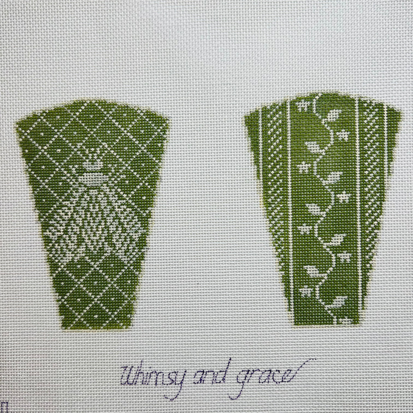Bee on Green Scissor Case Needlepoint Canvas