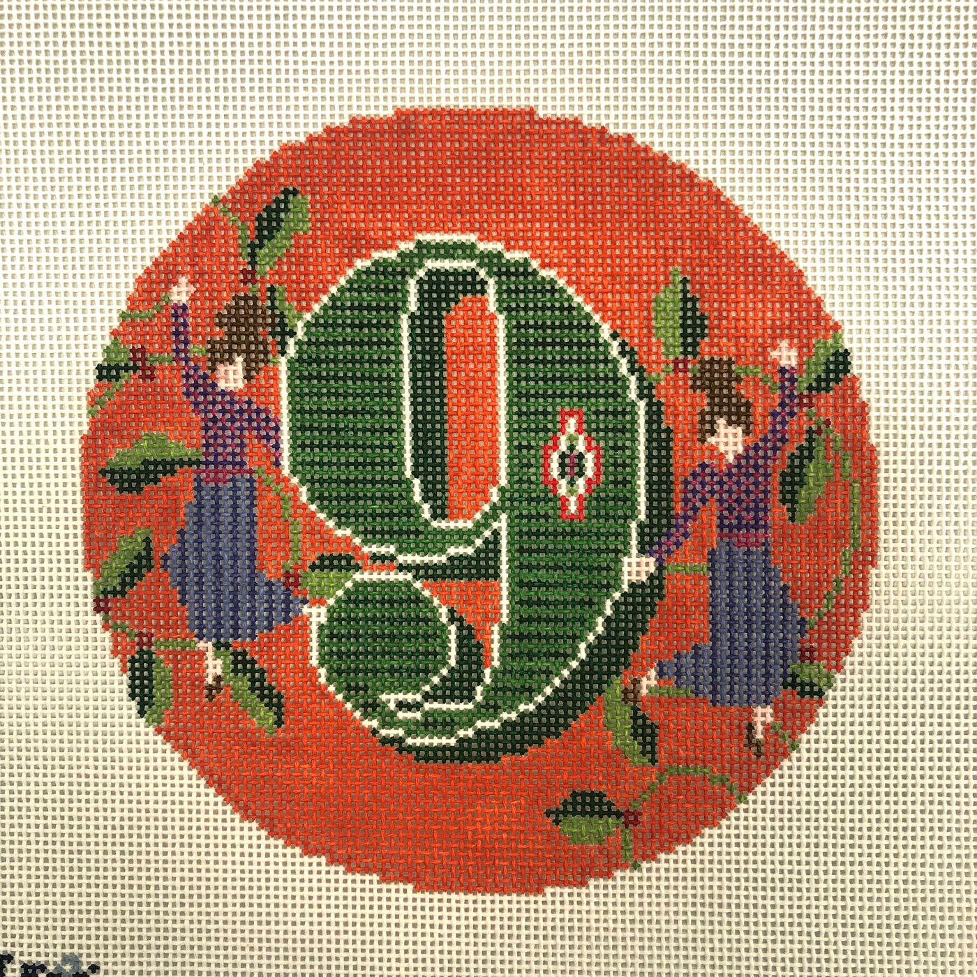 Day 9 - Nine Ladies Dancing (includes stitch guide by Patricia Sone) Needlepoint Canvas