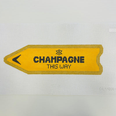 Champagne This Way - Orange Needlepoint Canvas
