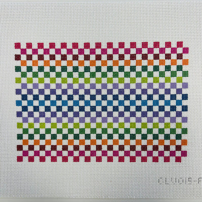 Clutch - Rainbow Check Needlepoint Canvas