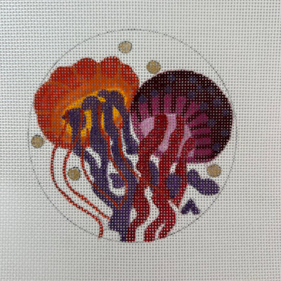 Jellyfish Round Coaster/Insert Needlepoint Canvas