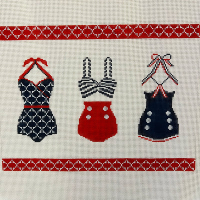 Trio of Retro Bathing Suits Needlepoint Canvas