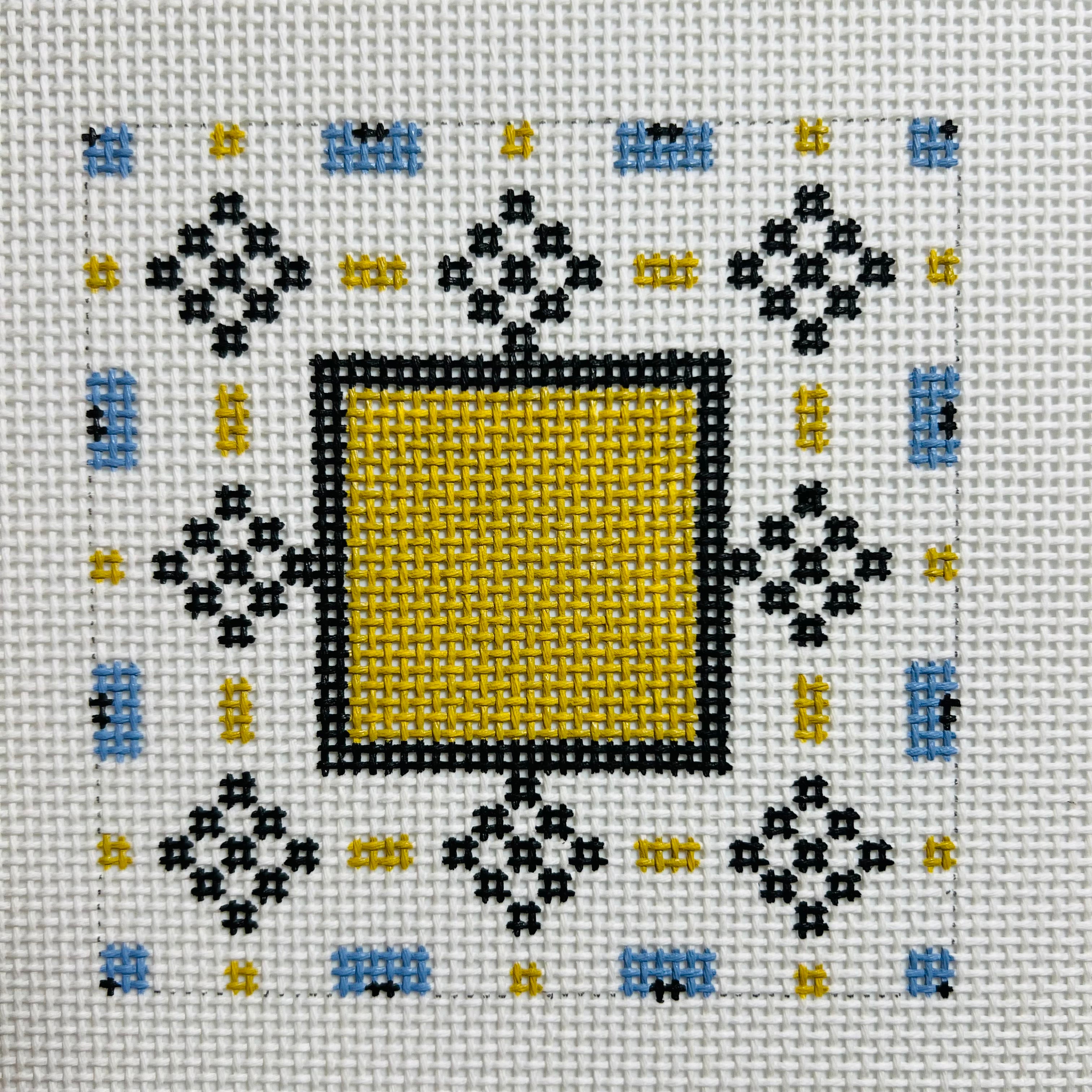 Geo Tile with Monogram Space Needlepoint Canvas – Bargello Needlepoint