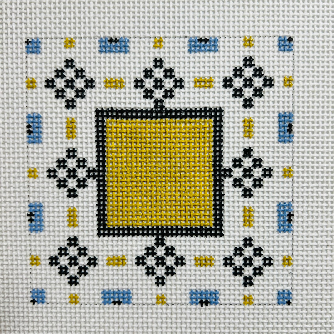 Geo Tile with Monogram Space Needlepoint Canvas