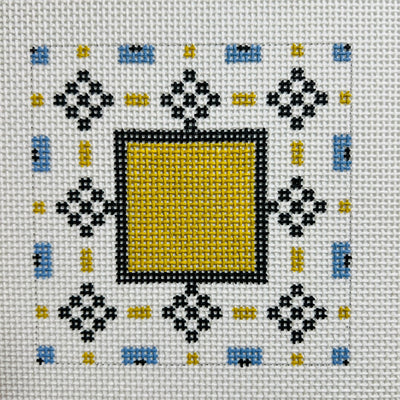 Geo Tile with Monogram Space Needlepoint Canvas