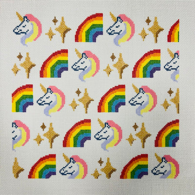 Rainbow Sparkle Unicorn Needlepoint Canvas