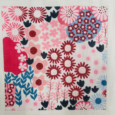 Pinks and Blues Flowers Needlepoint Canvas