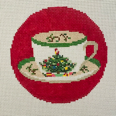 Christmas Tea Cup Ornament Needlepoint Canvas