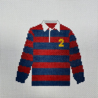 Red and Blue Rugby Ornament Needlepoint Canvas