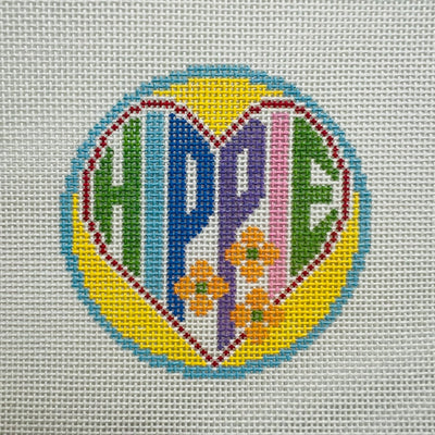Hippie Heart Round Needlepoint Canvas
