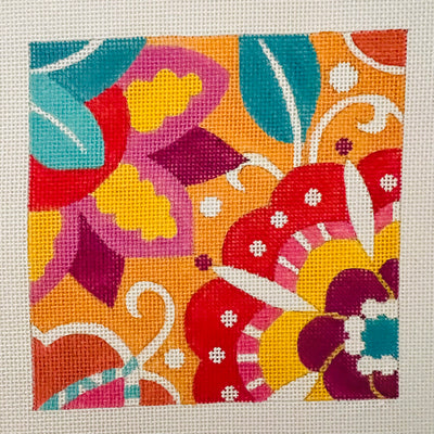 Pink Mod Pinwheel Square Insert Needlepoint Canvas