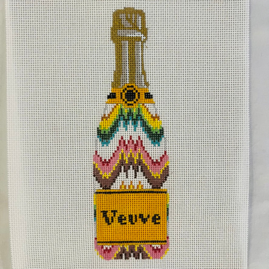 Veuve Bottle - Flame Stitch Needlepoint Canvas