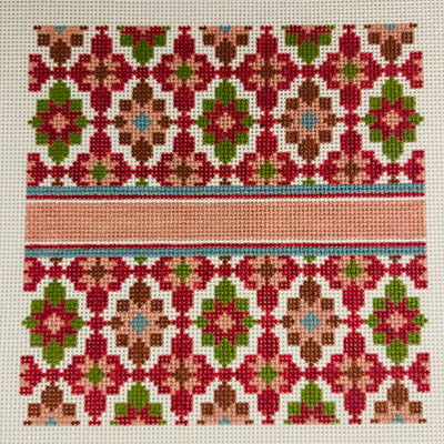 Portuguese Tiles 5" Square - Magenta Needlepoint Canvas