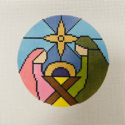 Creche Stained Glass Ornament Needlepoint Canvas