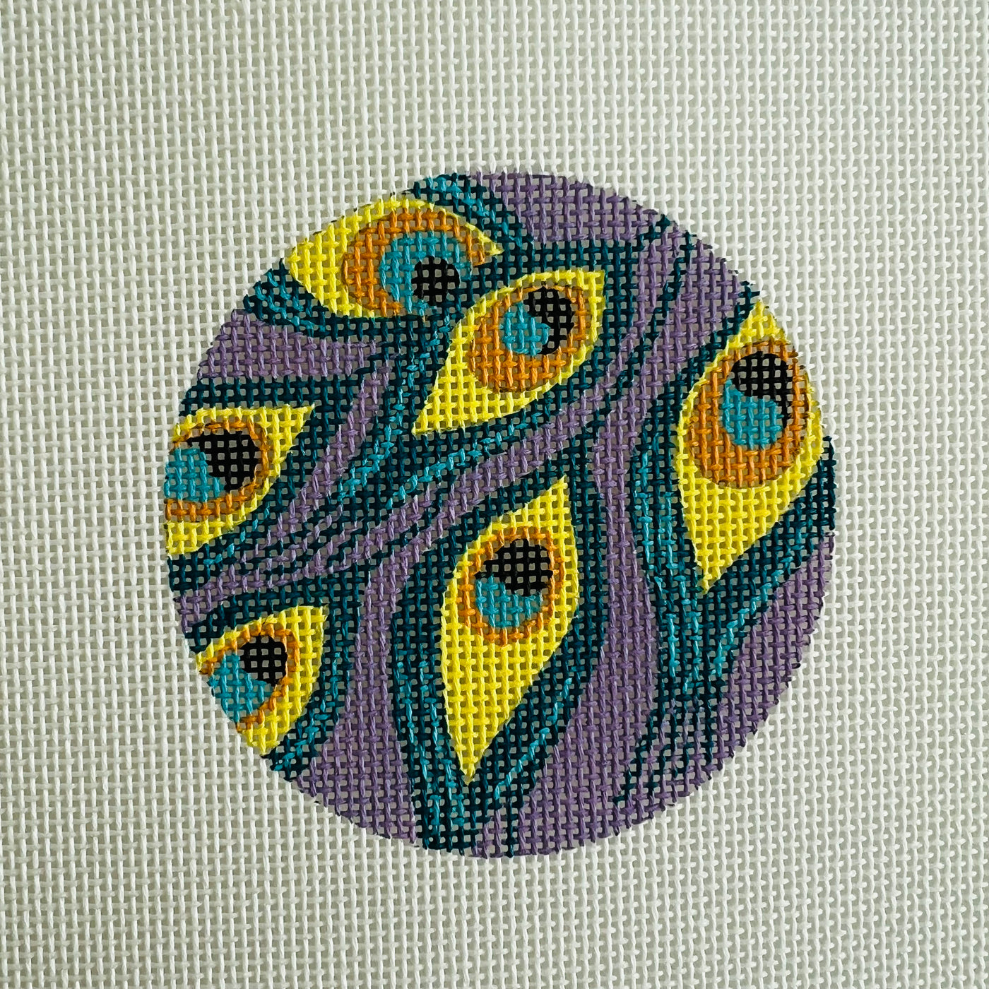 Feathers on Purple Insert Needlepoint Canvas