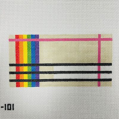 Rainbow Plaid (clutch insert or Eyeglass Case) Needlepoint Canvas