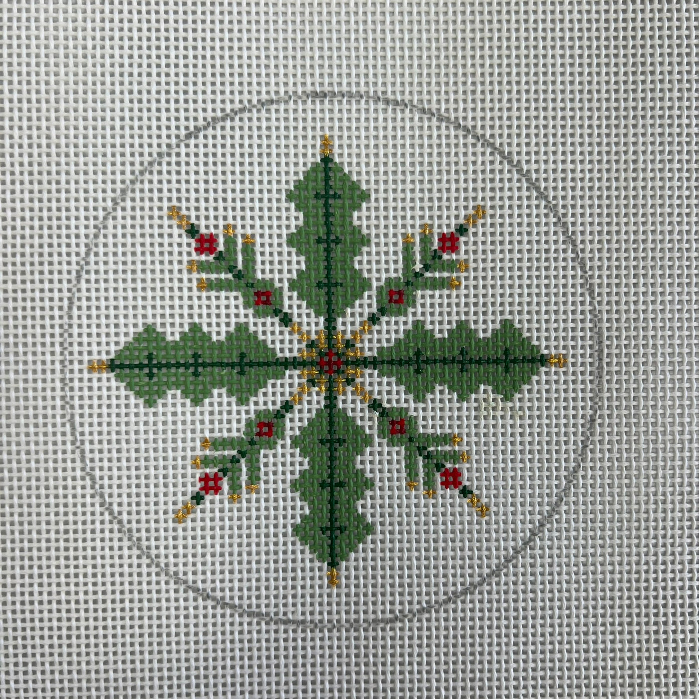 White Snowflake Ornament Needlepoint Canvas
