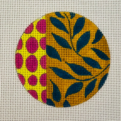 Pink Spots and Blue Leaves Needlepoint Canvas