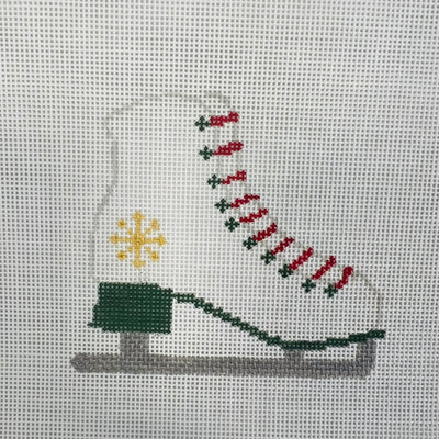 Ice Skate Ornament with Stitch Guide Needlepoint Canvas