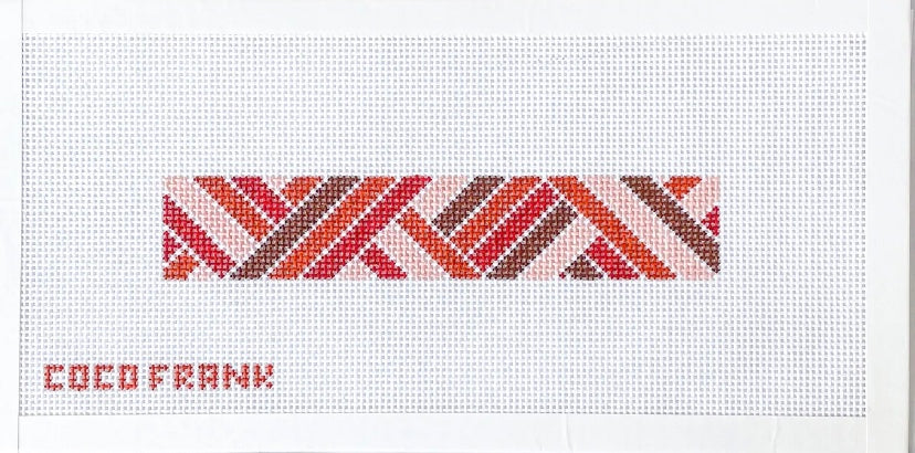 Diagonals Keychain Warm Neutral Needlepoint Canvas