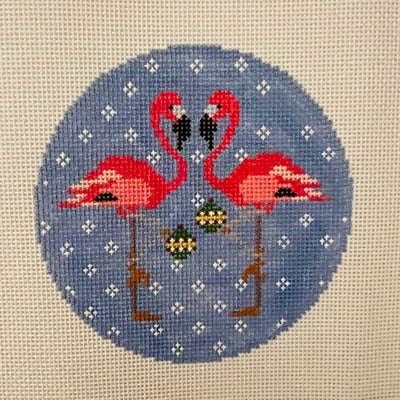 Two Flamingos Ornament Needlepoint Canvas