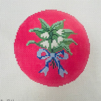 Lily of the Valley with Blue Bow Needlepoint Canvas