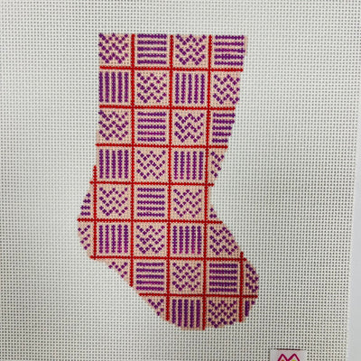 Boho mini/bauble stocking - pink/purple Needlepoint Canvas